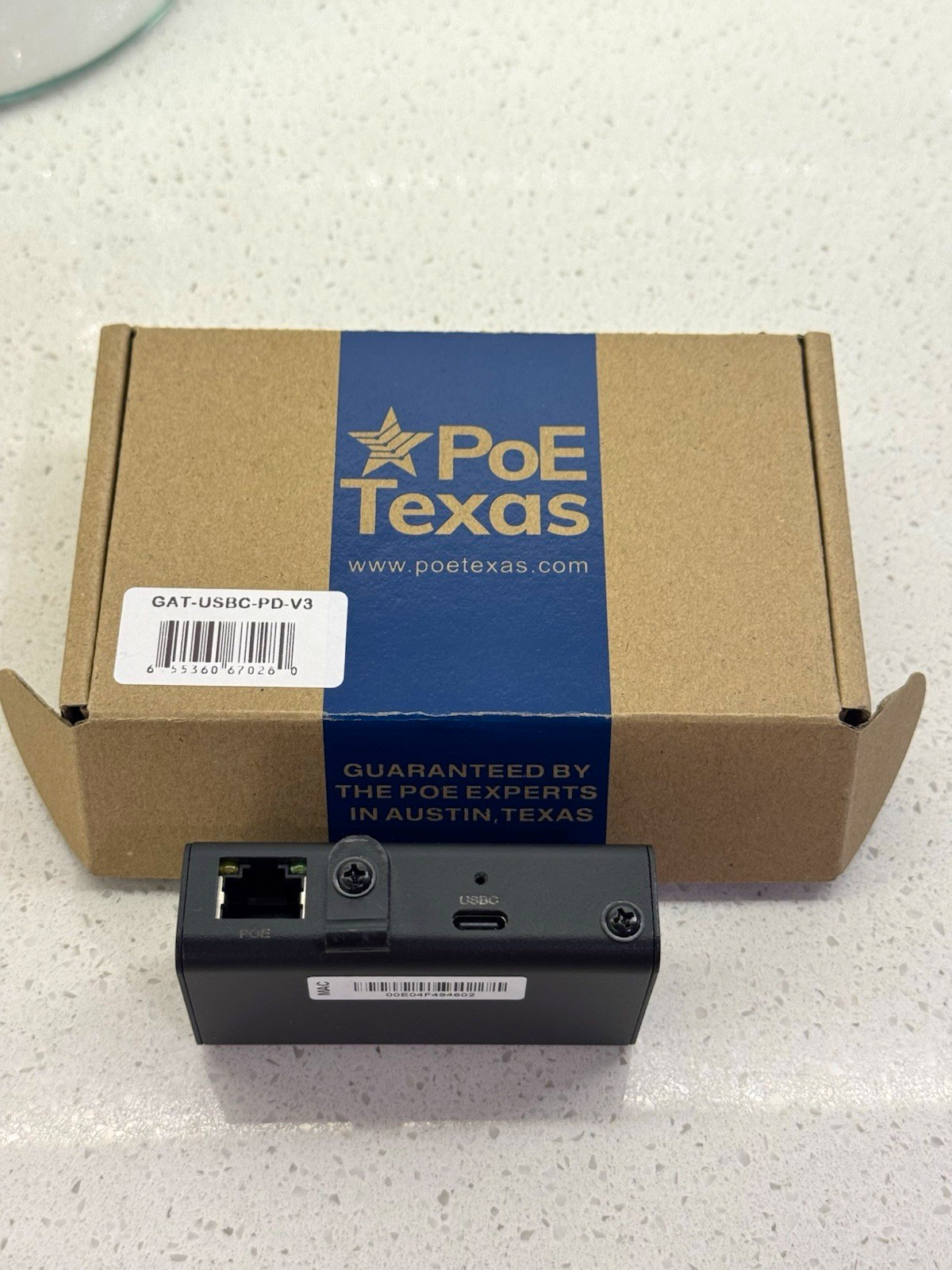 PoE Texas GAT-USBC-PD-V3 PoE to USB-C PD Power Adapter Black 3.25A