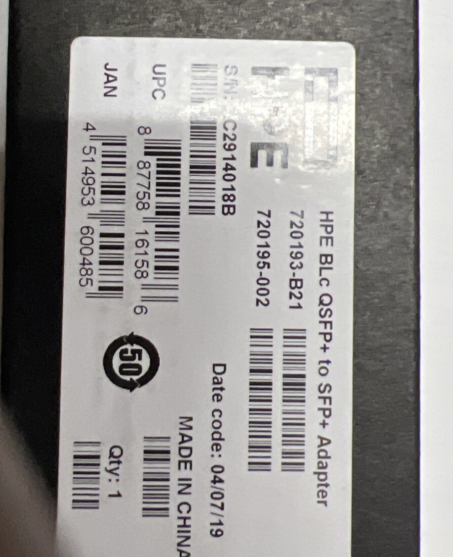 HPE | 720193-B21 | QSFP+ to SFP+ Adapter Transceiver Module