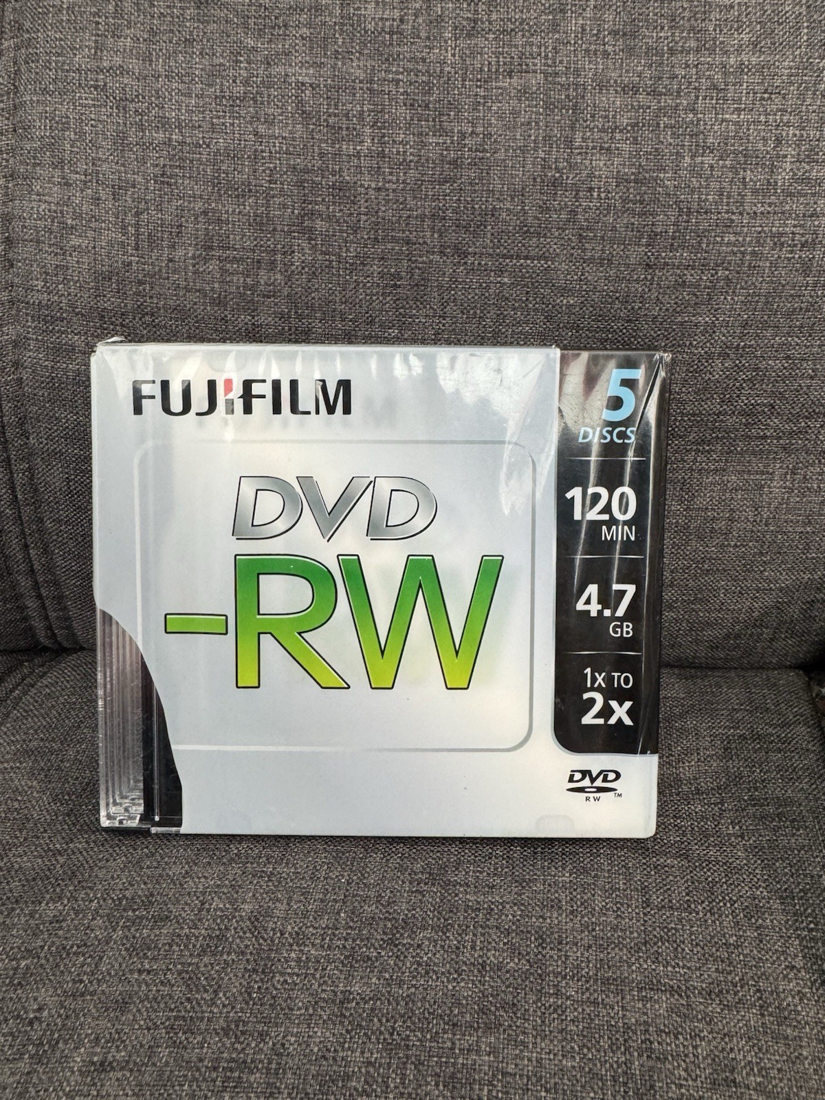 New Open Box Pack 5 DVD-RW Fujifilm Discs Disks DVDs 120 Min 4.7GB Jewel Cases