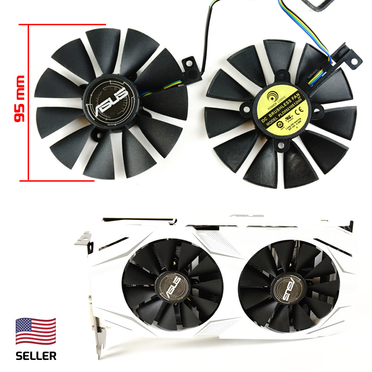 Full Set GPU Fans 87mm Asus Dual 1060 1070 PLD09210S12HH | US Seller, Fast Ship