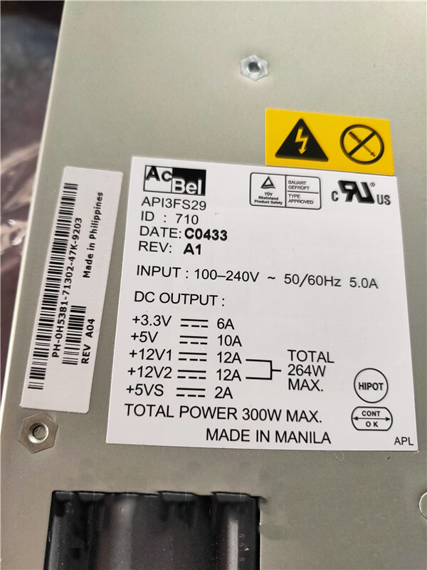 For DELL/EMC AX100/AX150 AX150I power supply PN:071-000-384 0H5381 300W