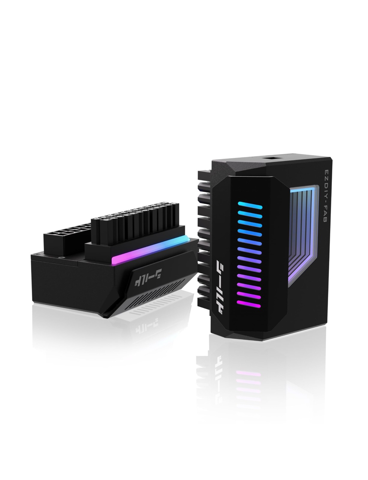 Shield 24-Pin Angle Adapter with Infinity Mirror ARGB Light,ATX 24 Pin Power ...