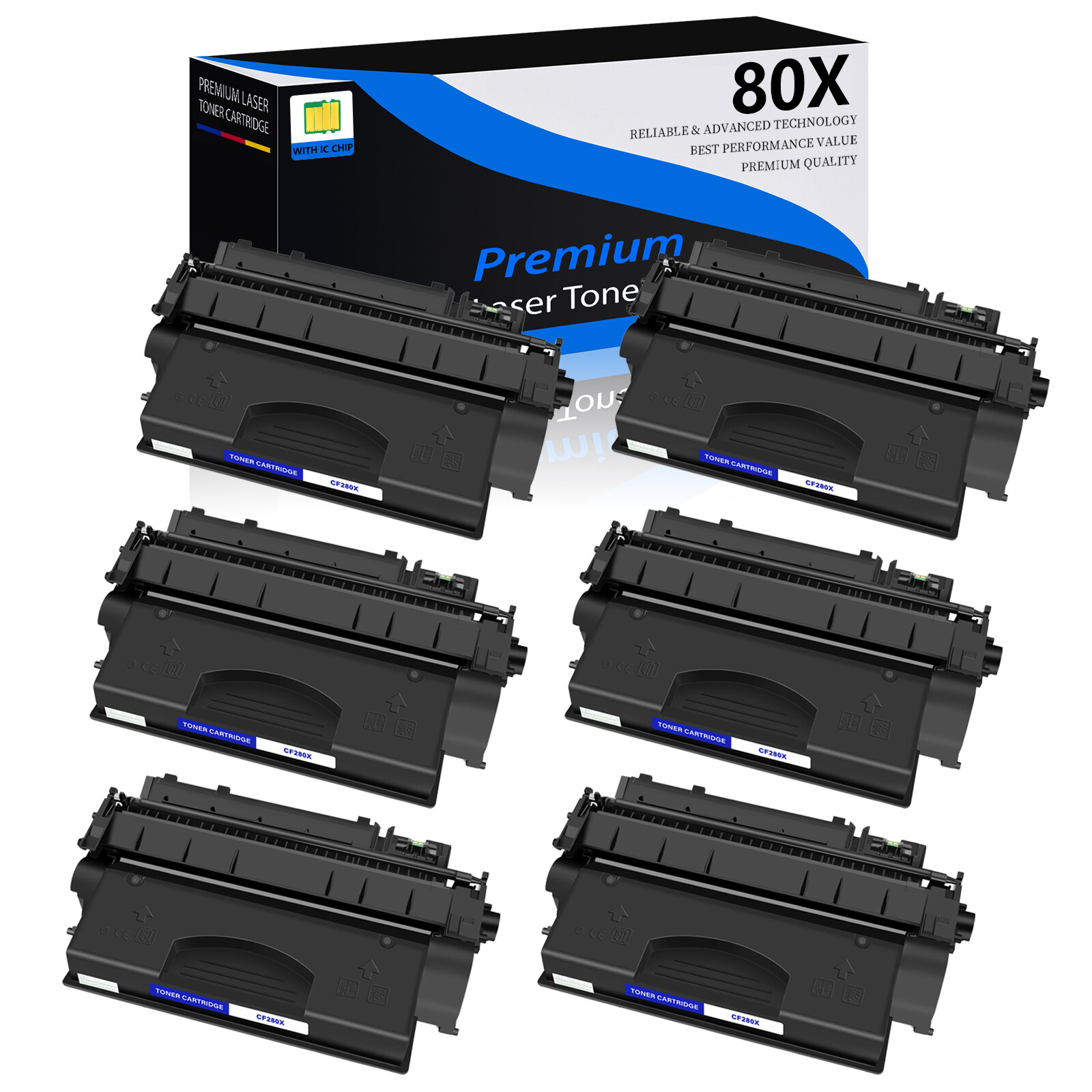 6PK Compatible CF280X 80X Toner Cartridge for HP Laserjet Pro 400 M401a M425dn
