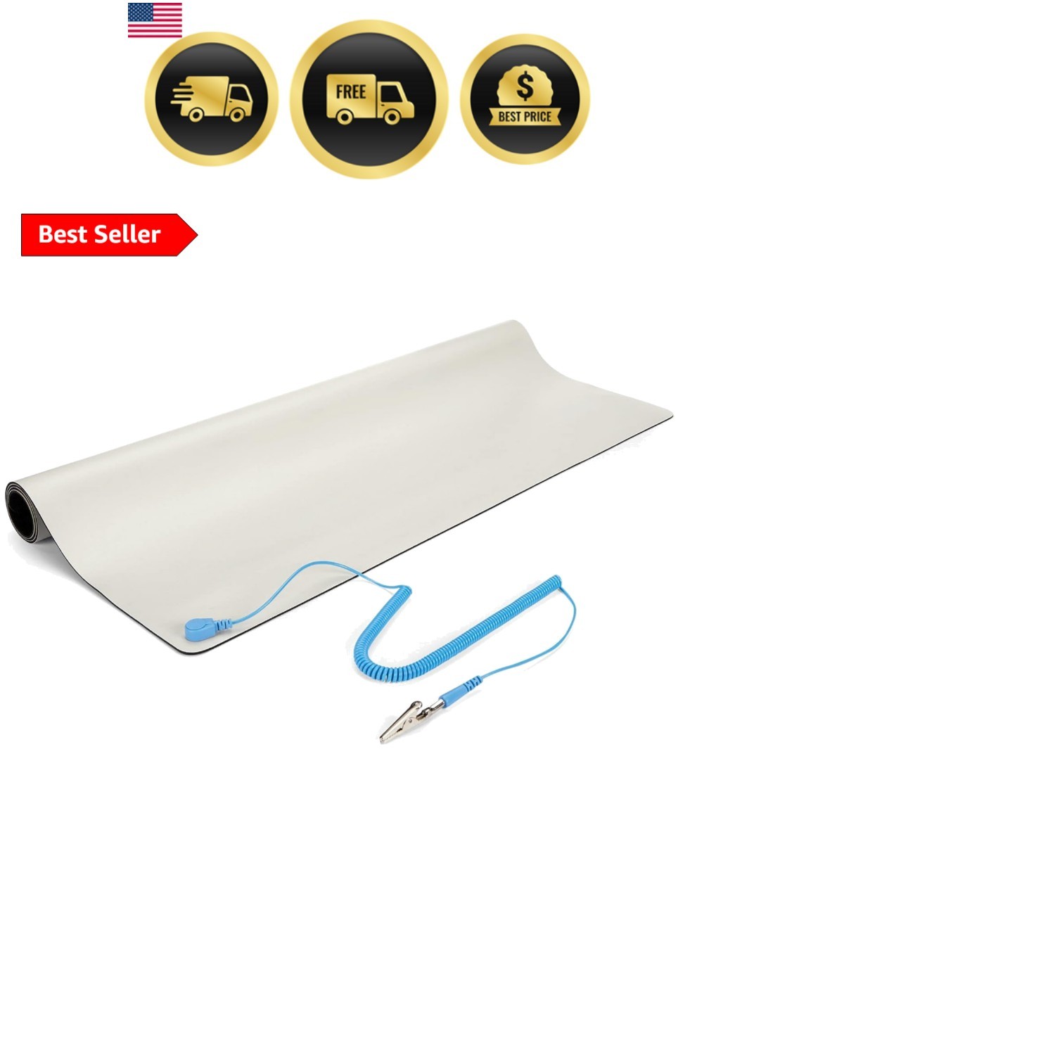 Anti-Static Mat - 25” x 27.5” Electrical Grounding Desk Pad - for Home or Wor...
