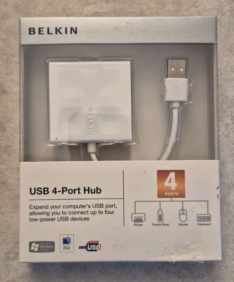 Belkin 2.0 Hi Speed USB 4 Port Hub New Sealed 