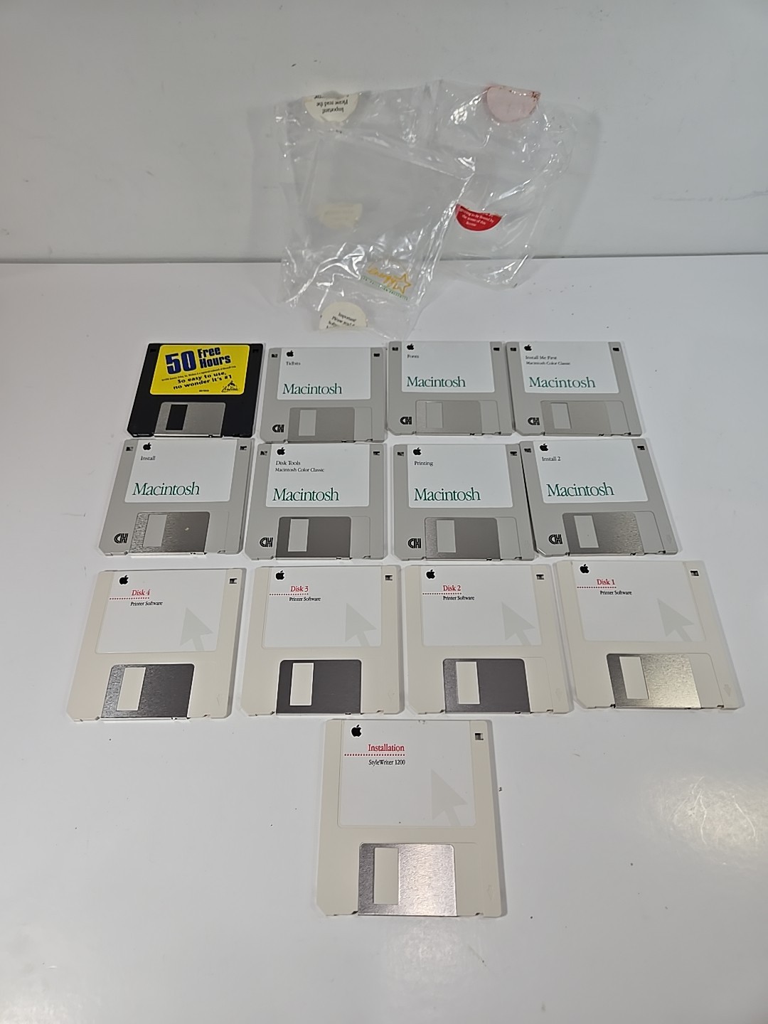 Lot 13 Apple Floppy Disk 3.5" Install Macintosh,Mac OS Style Writer Software 