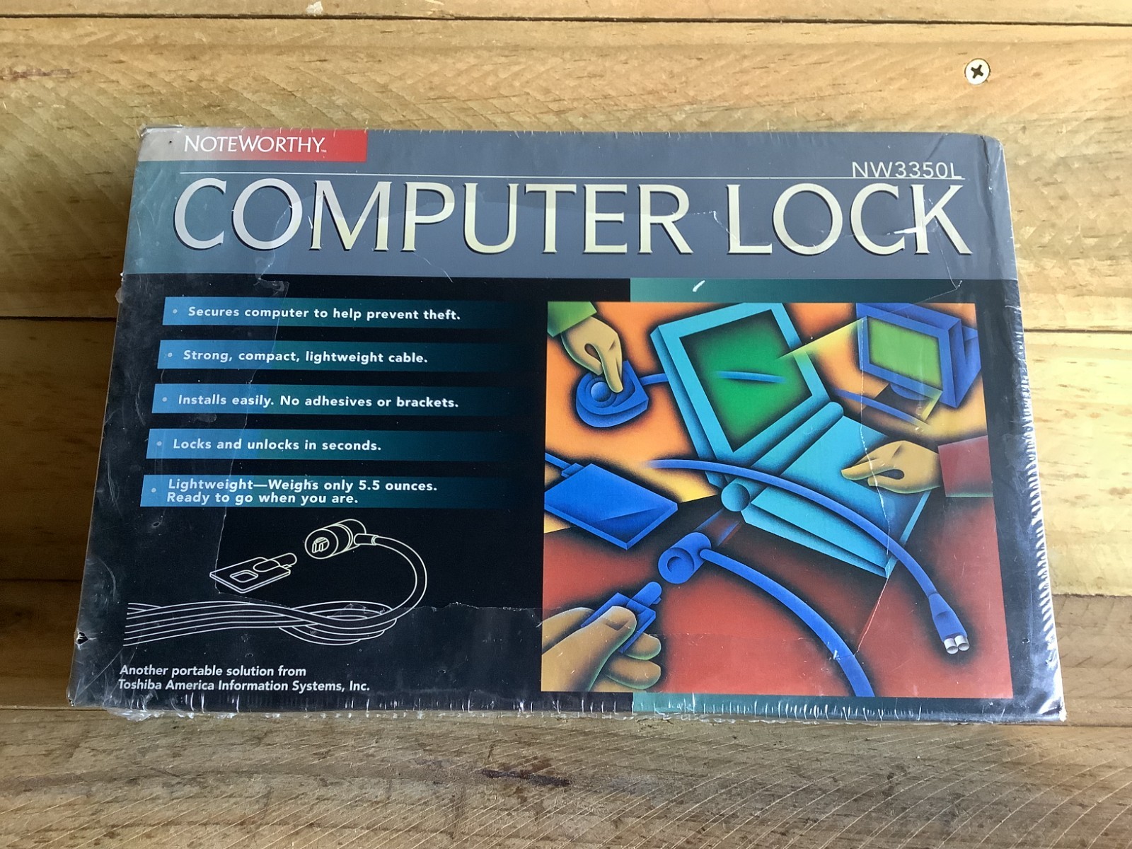 NW3350L Noteworthy Computer Laptop Steel Cable Lock with Key New in UnOpened Box