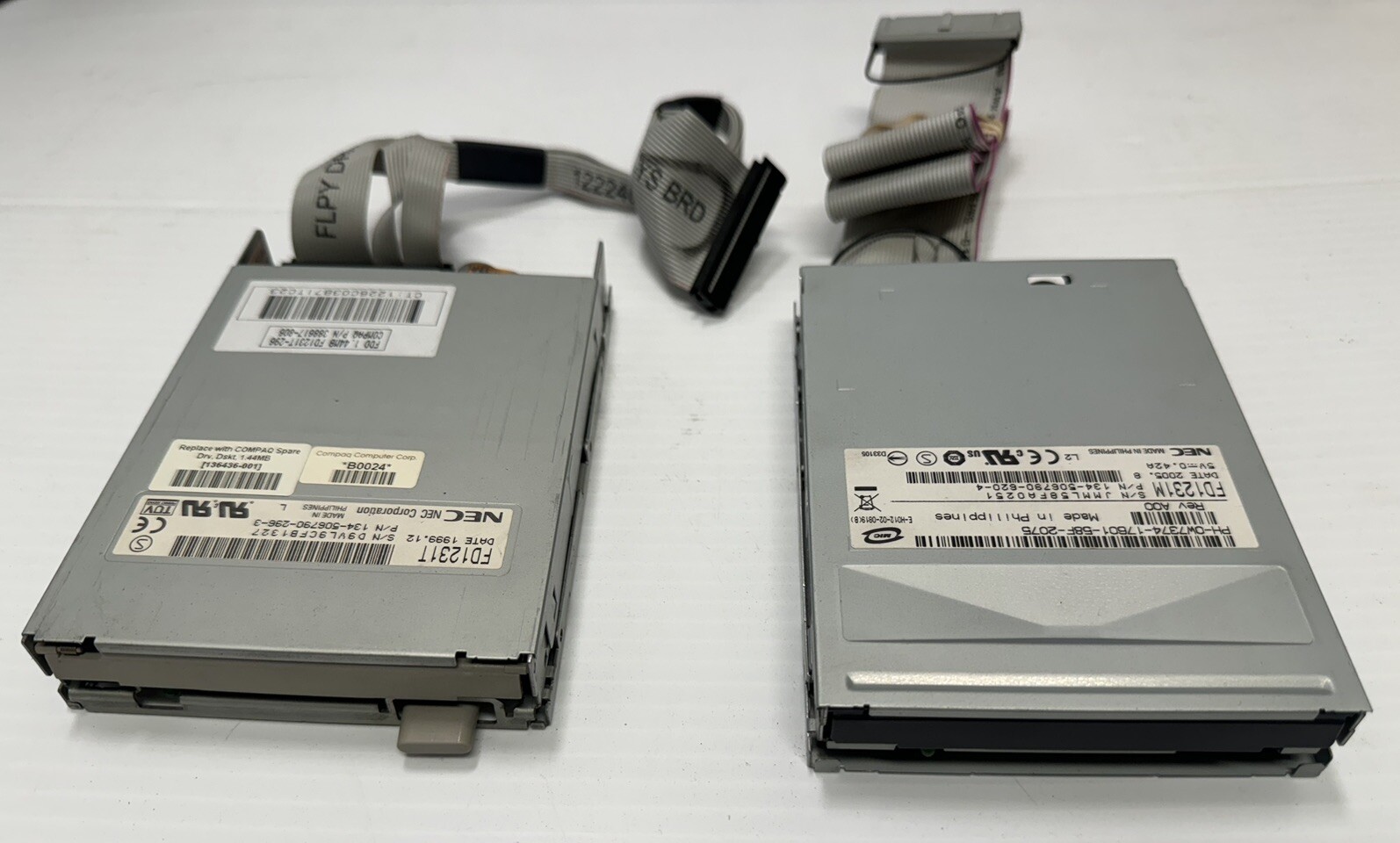 💾 💻Lot-2pc Vintage NEC FD1231M FD1231T 3.5" Floppy Disk Drive 1.44MB W/cable