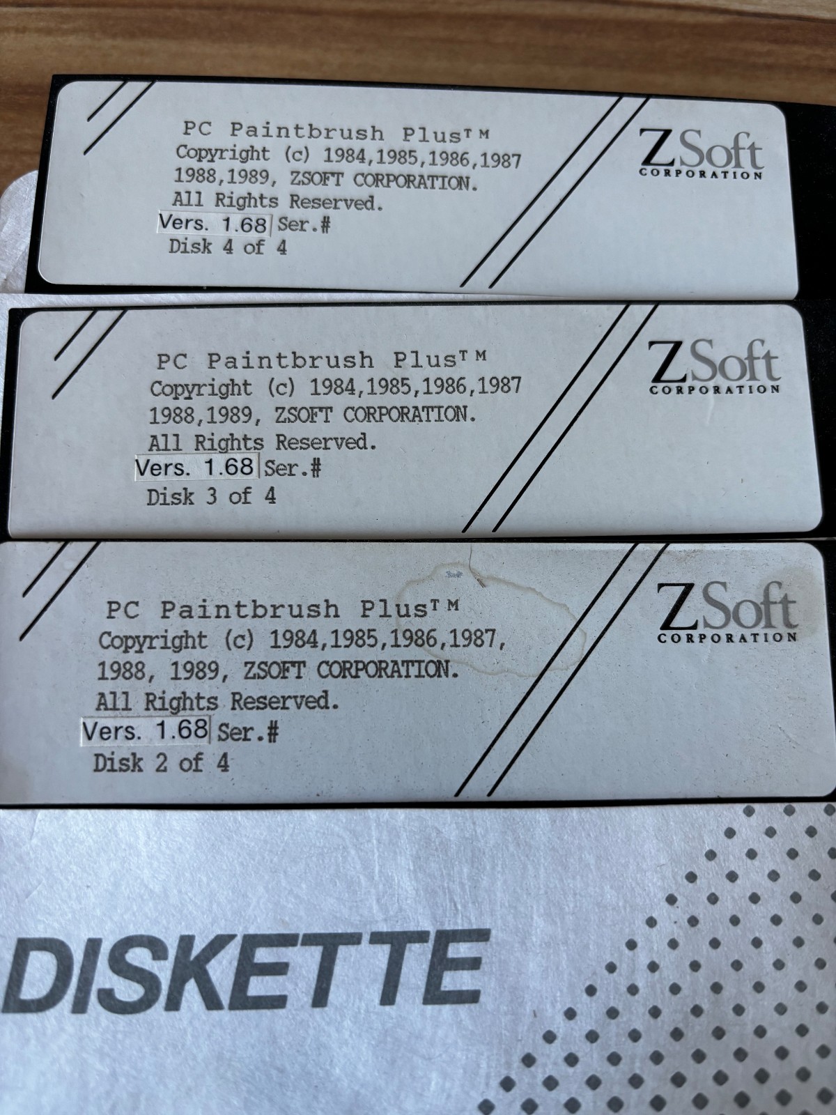 VINTAGE 1984-1989 PC PAINTBRUSH PLUS VERS. 1.8 ON 5 1/4" FLOPPYS – DISK 2, 3, 4