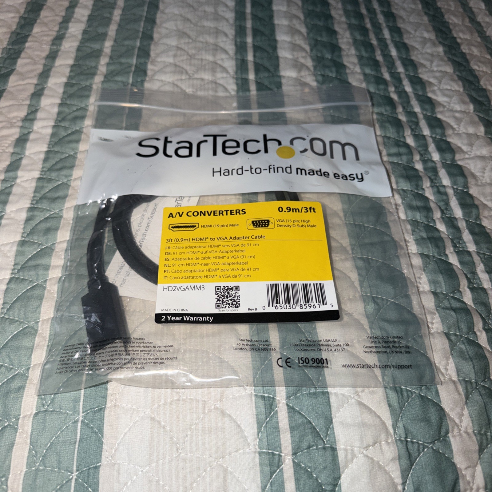 Startech HD2VGAMM3 3ft HDMI to VGA Converter Cable 1920x1200