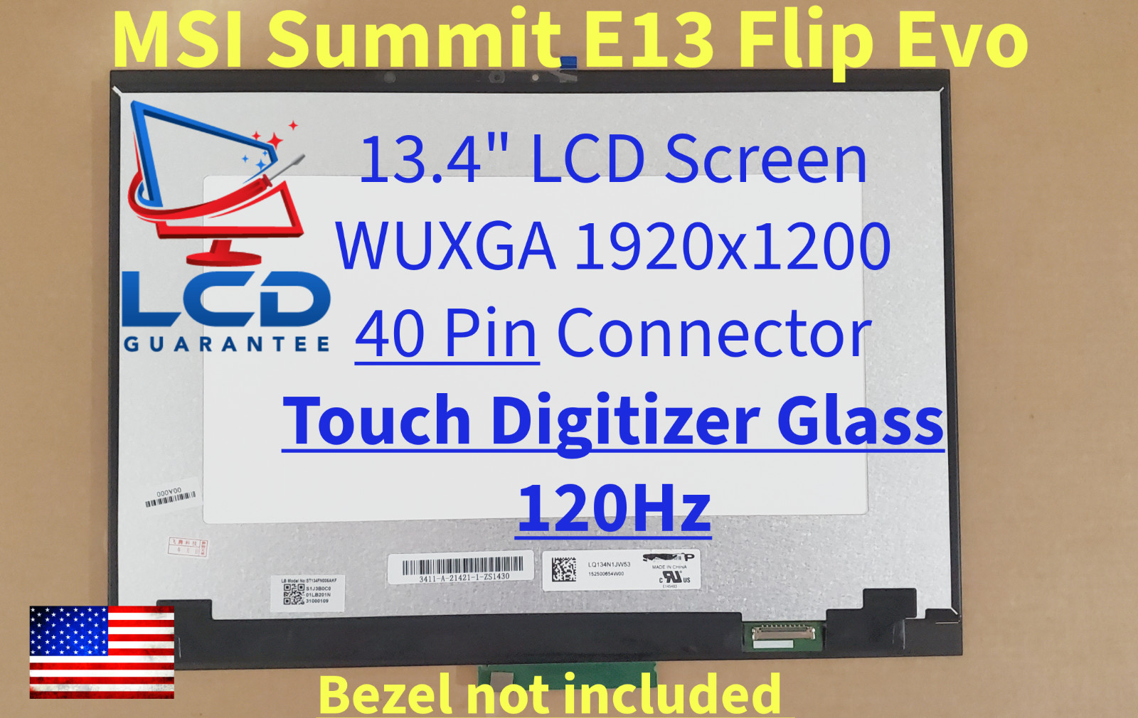MSI Summit E13 Flip SUME1312013 13.4" WUXGA Touch Digitizer LCD Laptop Screen
