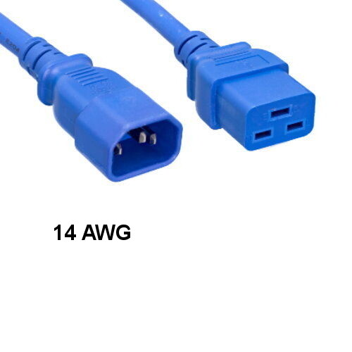 10PCS Blue 8' Heavy Duty Power Cord IEC-60320 C14 to C19 14AWG 15A/250V PDU UPS
