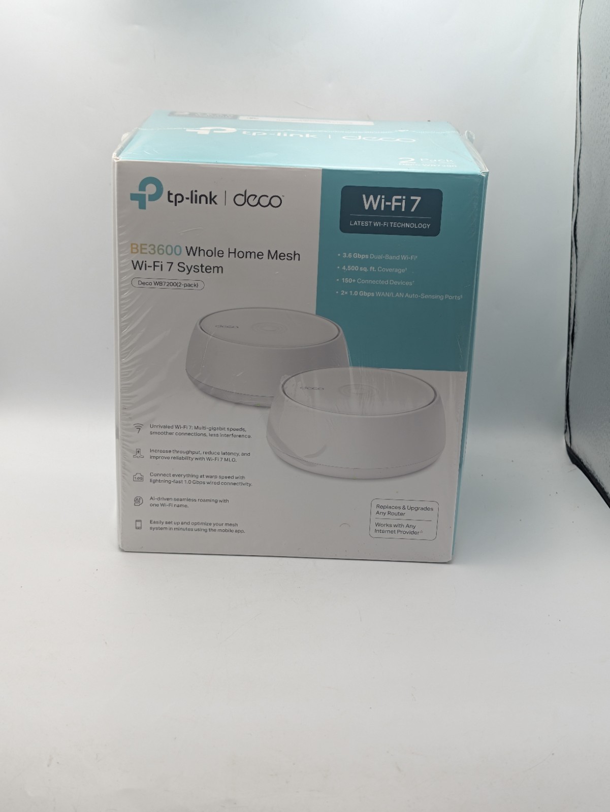 New TP-Link Deco WB7200 (2-Pack) Whole Home Mesh Wi-Fi 7 System BE3600