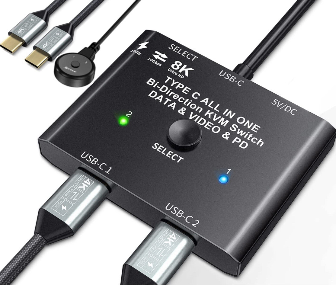 Bi-Directional USB C Switcher 2 Computers,MLEEDA USB Type C KVM Switch 8K.