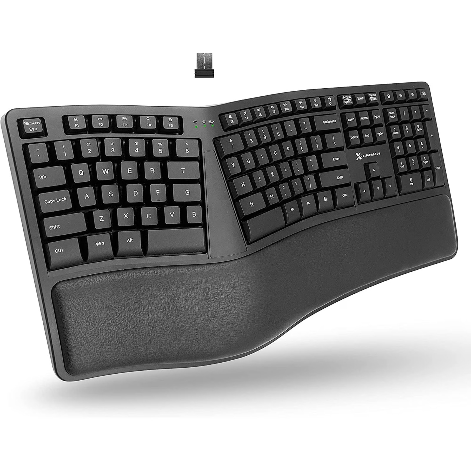 X9 Wireless Ergonomic Split Keyboard Full Size PC Wrist Rest - US