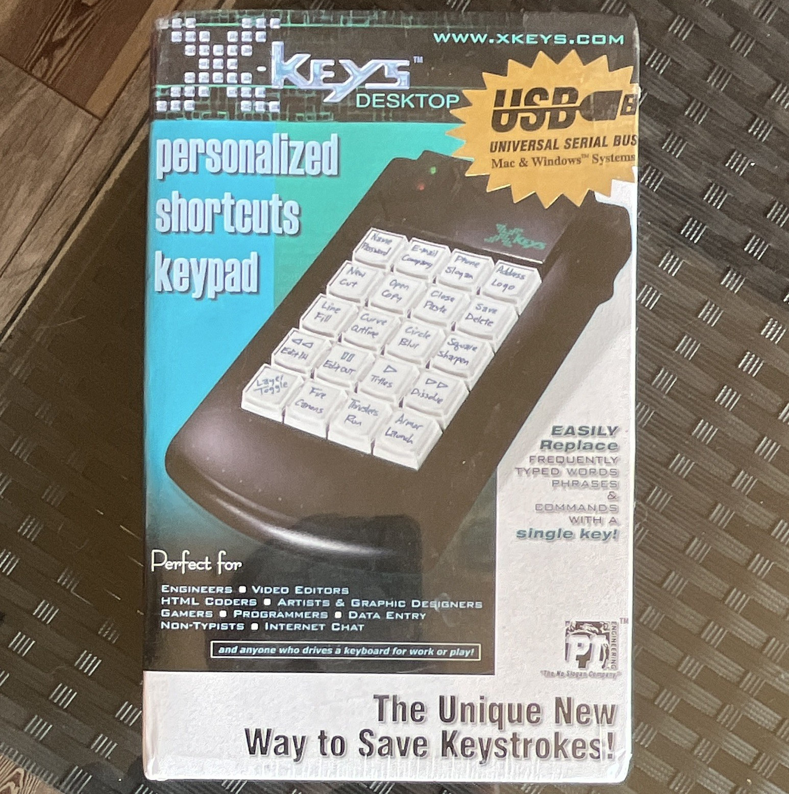 X-Keys XD-293 20-Key USB Programmable Shortcuts Keypad, Black, Labels