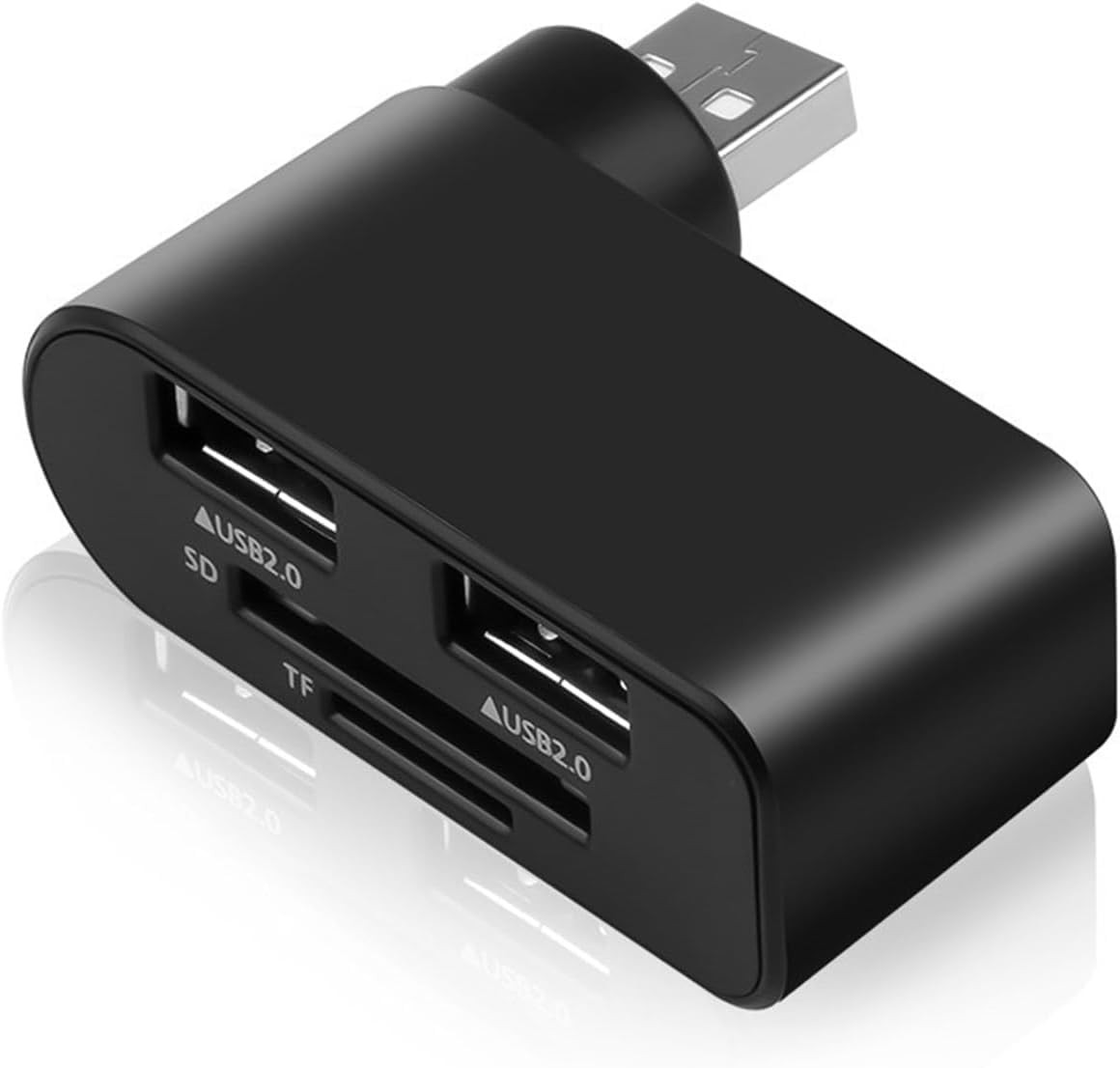 1Pc Black 4 in 1 USB 2.0 Hub Docking Station 1 USB2.0 480Mbps 180 Degrees Rot...