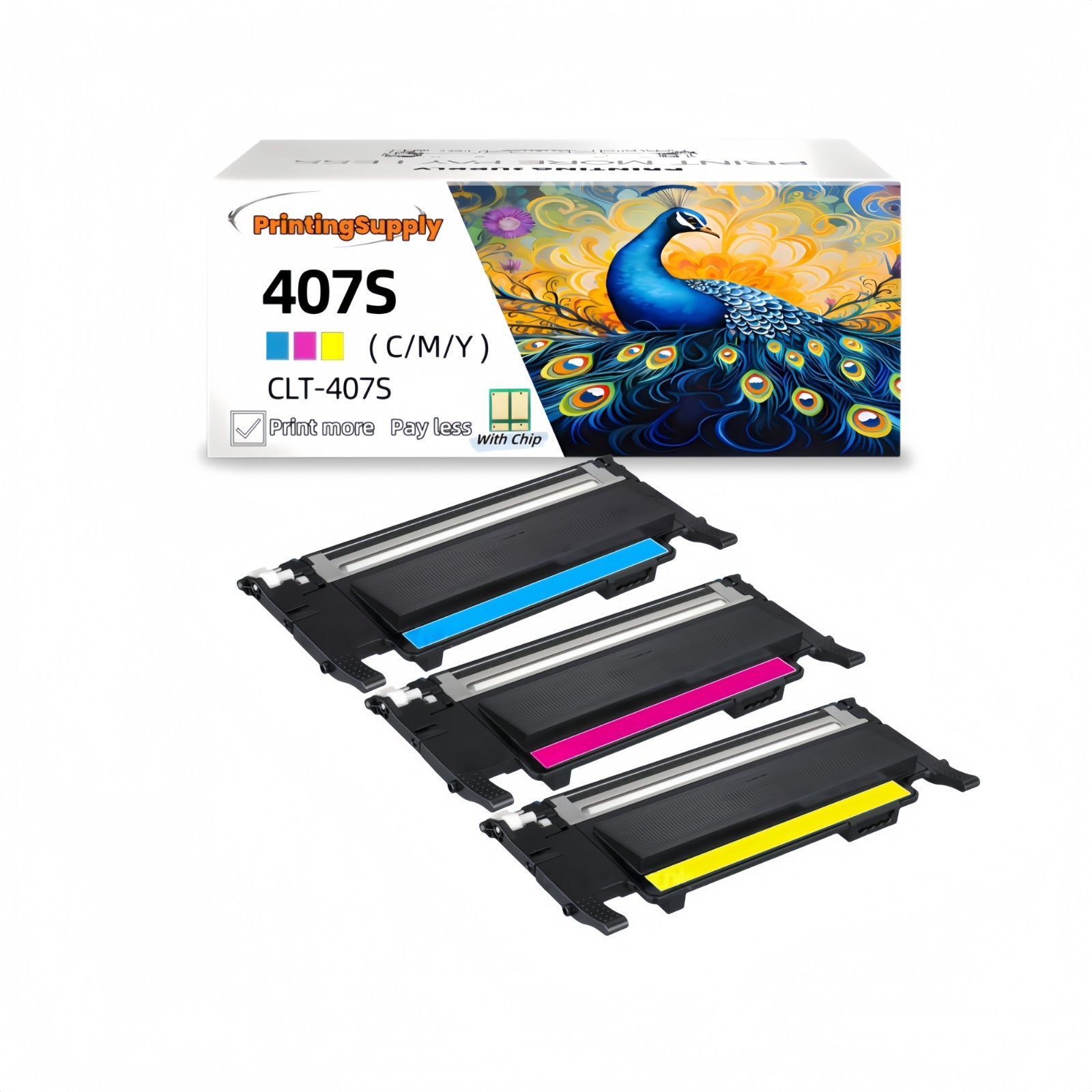 4PK CLT407S Color Toner Cartridge Set For Samsung CLP320 CLP325 CLX3180 CLP326