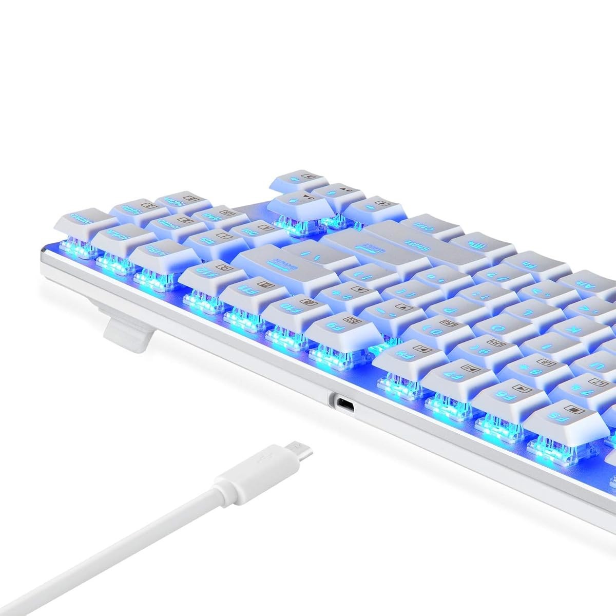 EagleTec kg061-br Mechanical Keyboard Wired Ergonomic Brown Switches blue backli