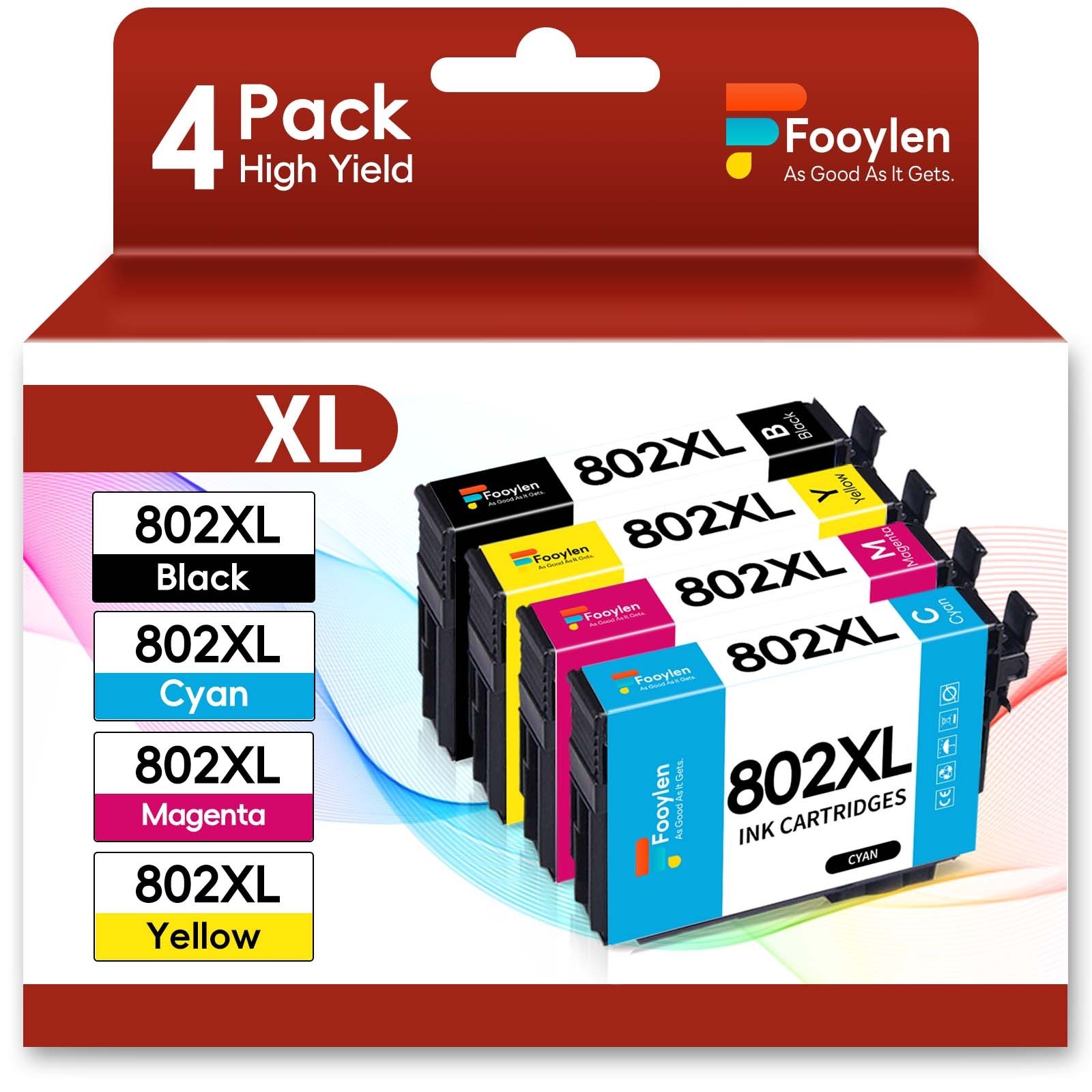4Pack 802XL Ink Cartridges For Epson WorkForce Pro WF-4720 WF-4730 WF4734 WF4740
