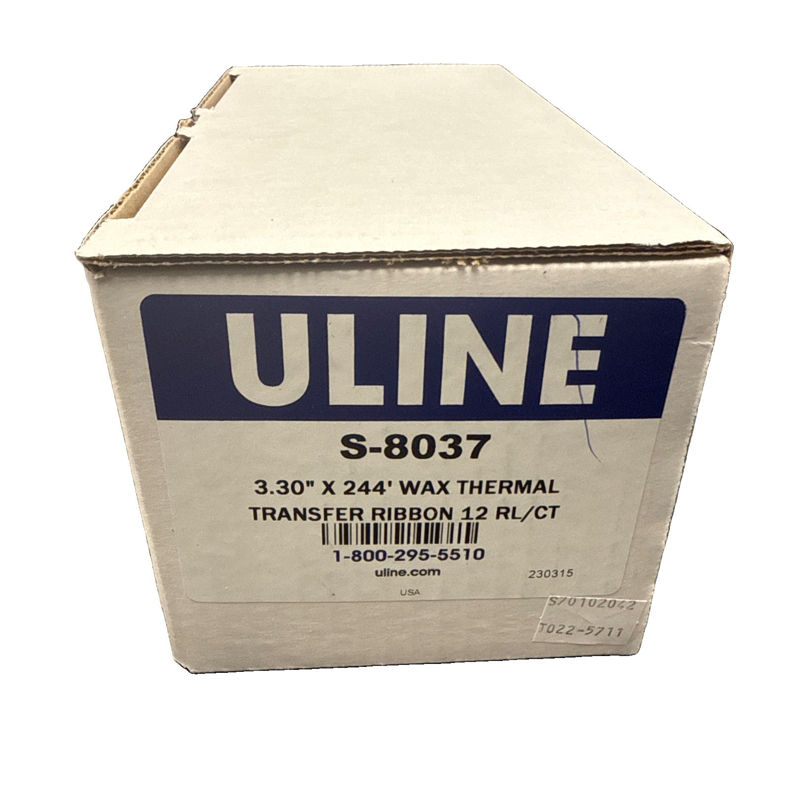 LOT OF 12 Uline Desktop Thermal Transfer Ribbons - Wax, 3.30" x 244' S-8037