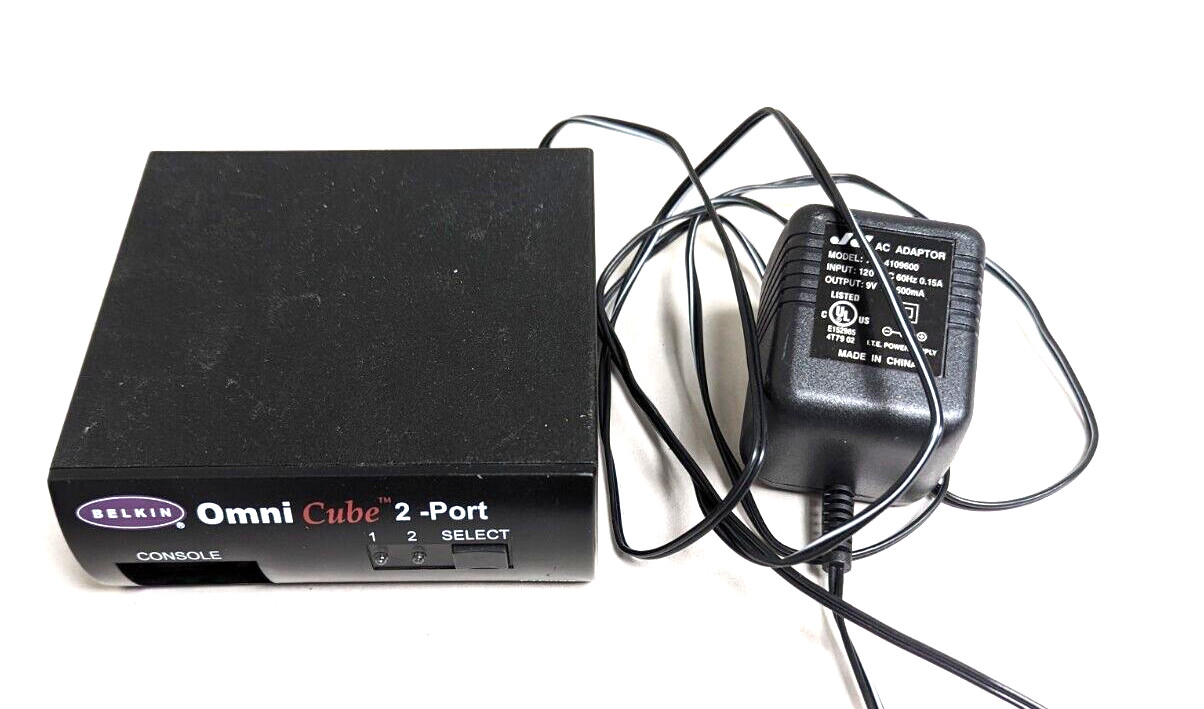 Belkin Omni Cube 2-Port KVM switch PS2 VGA port - F1D092 - Power supply included