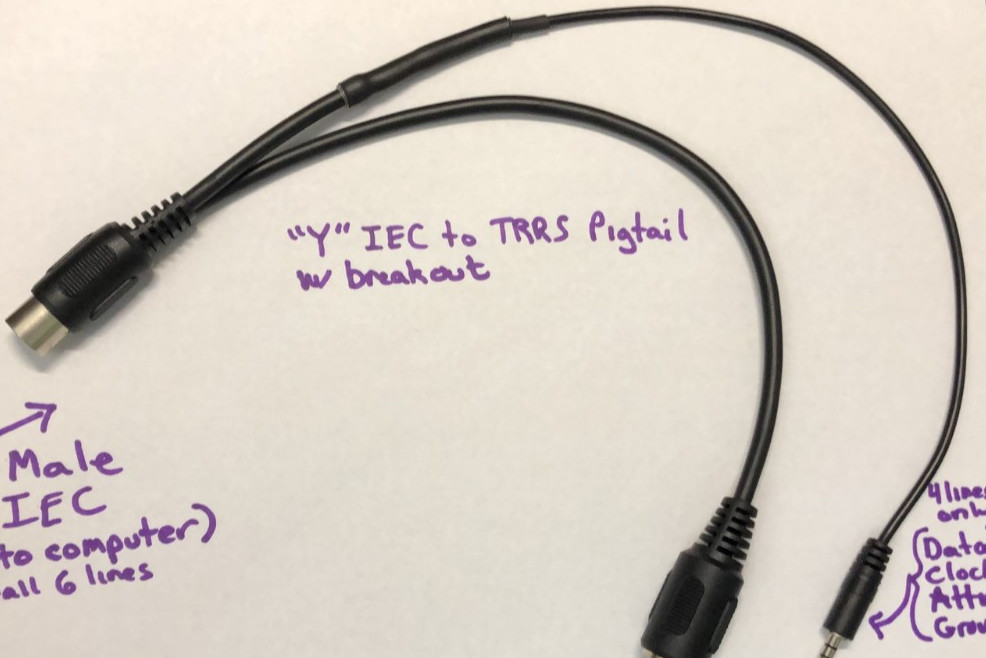 Commodore IEC Y Breakout Cable Male/Female DIN + TRRS C64 C128 C64U