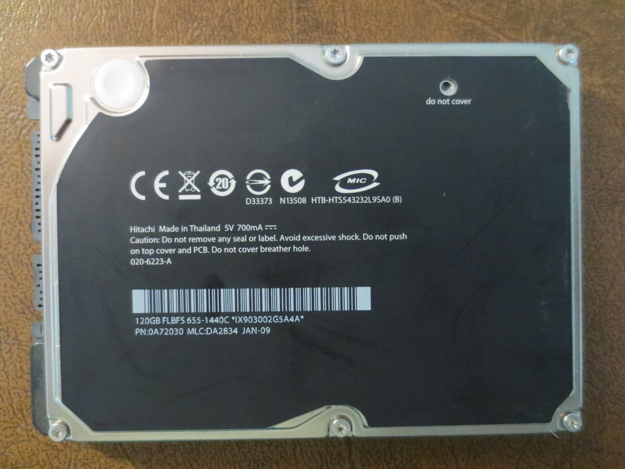 Hitachi HTS543232L9SA0 (B) PN:0A72030 MLC:DA2834 Apple#655-1440C Sata 120gb HDD