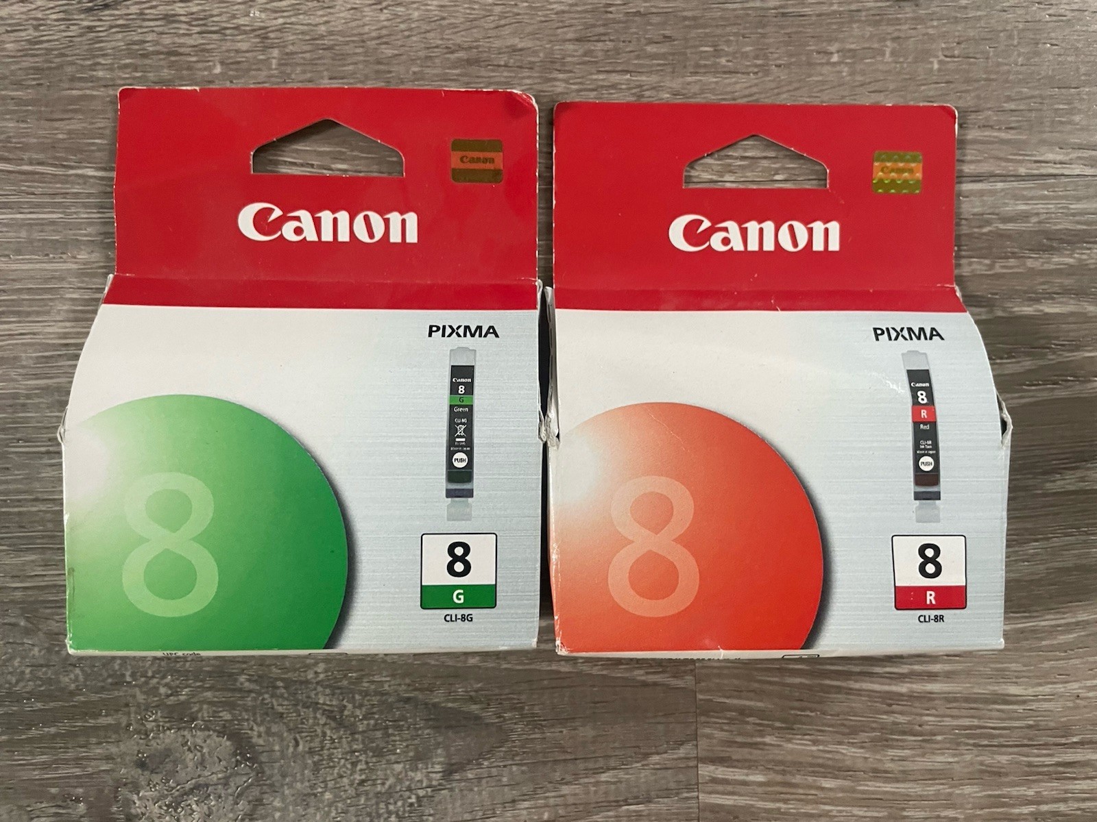 Genuine Canon CLI-8G Green & CLI-8R Red OEM Ink Cartridges PIXMA Pro9000 NEW
