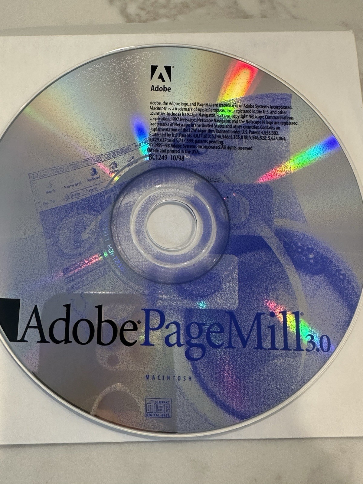  Adobe PageMill 3.0 Macintosh Vintage Software Mac CD Disc Only 1998