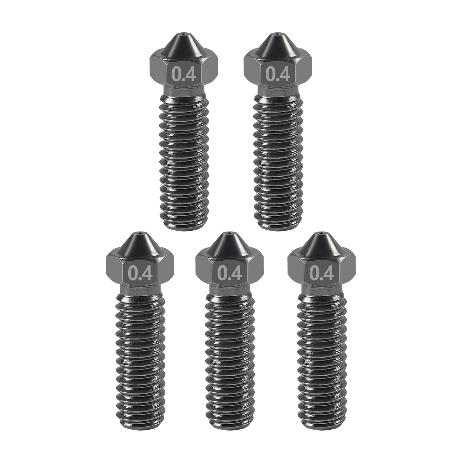 5 Pcs 0.4mm 3D Printer Hardened Steel Nozzles for Volcano Nozzle with High Te...