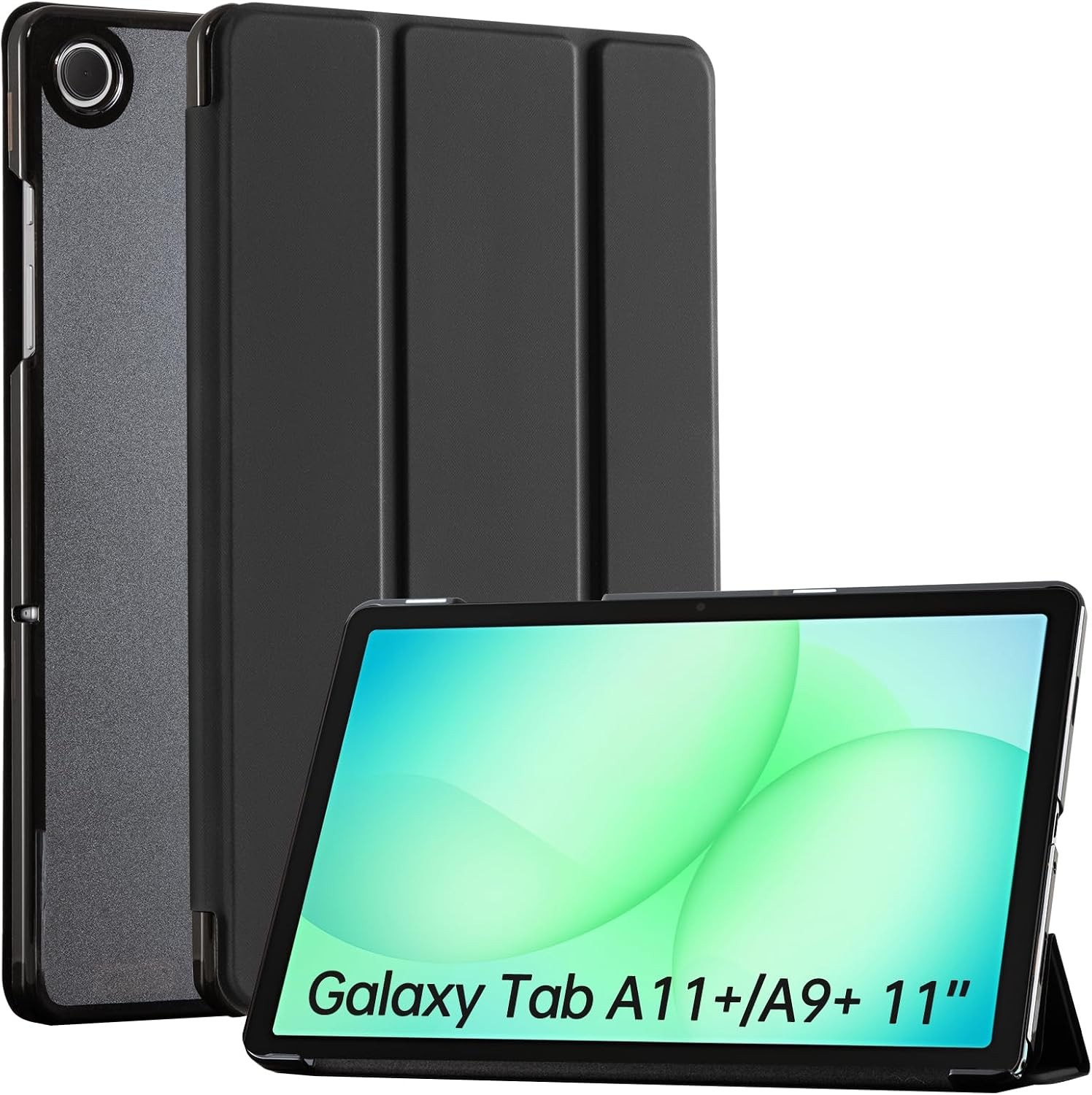 Black PU Leather Smart Cover Case for Samsung Galaxy Tab A11+ 11 Inch 2025