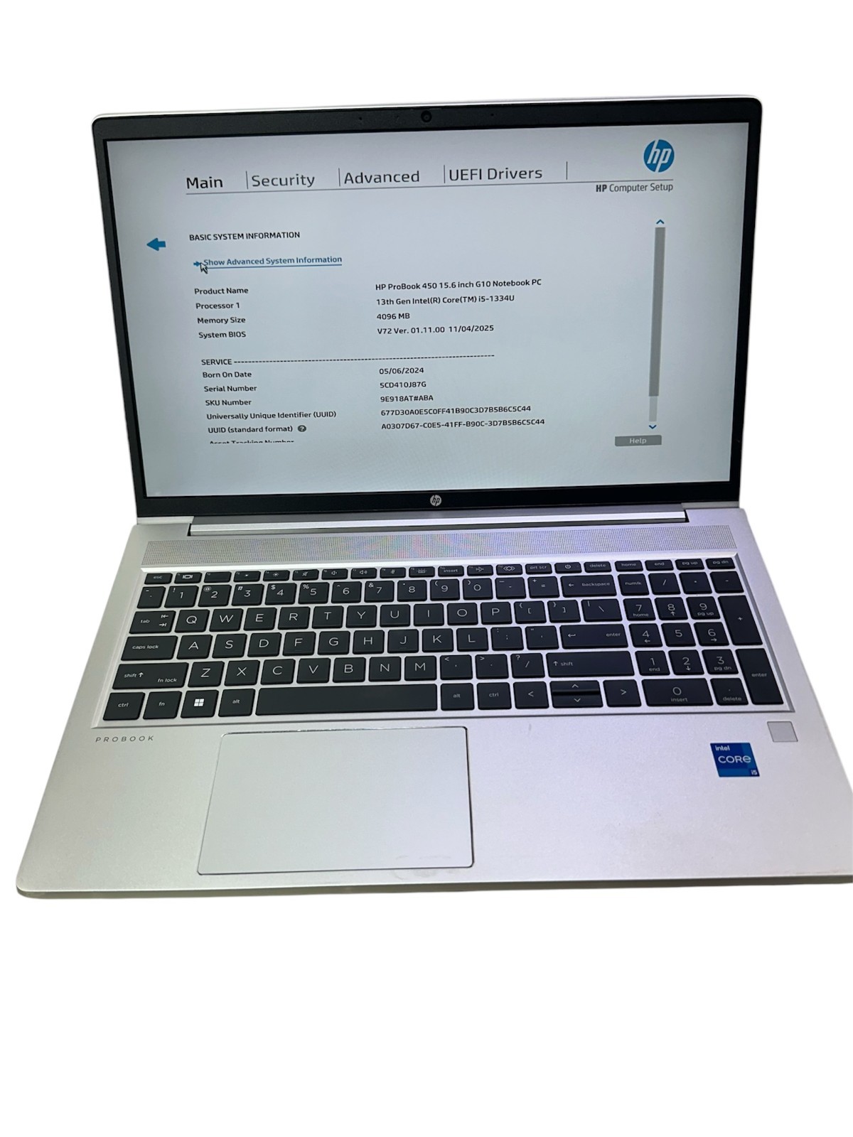 HP PROBOOK 450 G10 15.6" CORE i5-1334U @ 1.3GHz 4GB RAM - NO SSD AC OS - USED