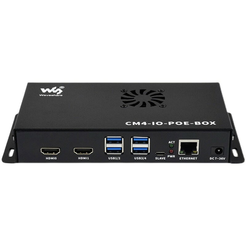 CM4-IO-POE-BOX PoE Mini Computer Mini PC w/ Case Cooling Fan For Raspberry Pi