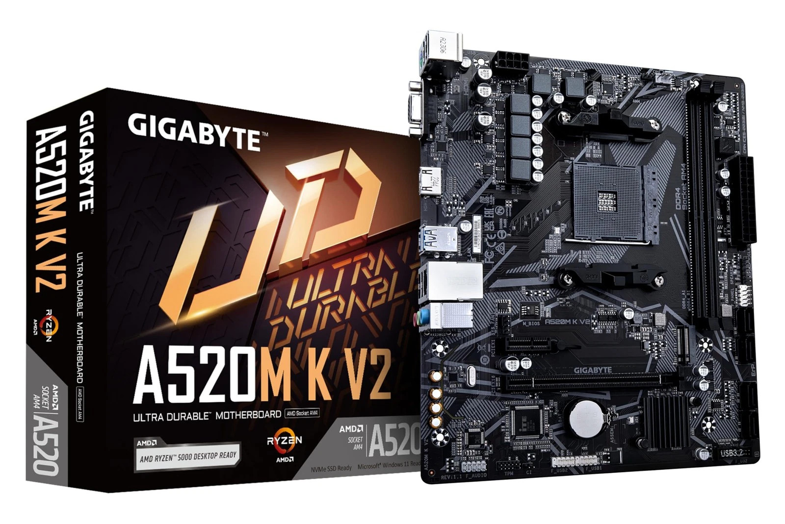 Gigabyte A520M K V2 Motherboard AMD A520 AM4 MATX DDR4 Black