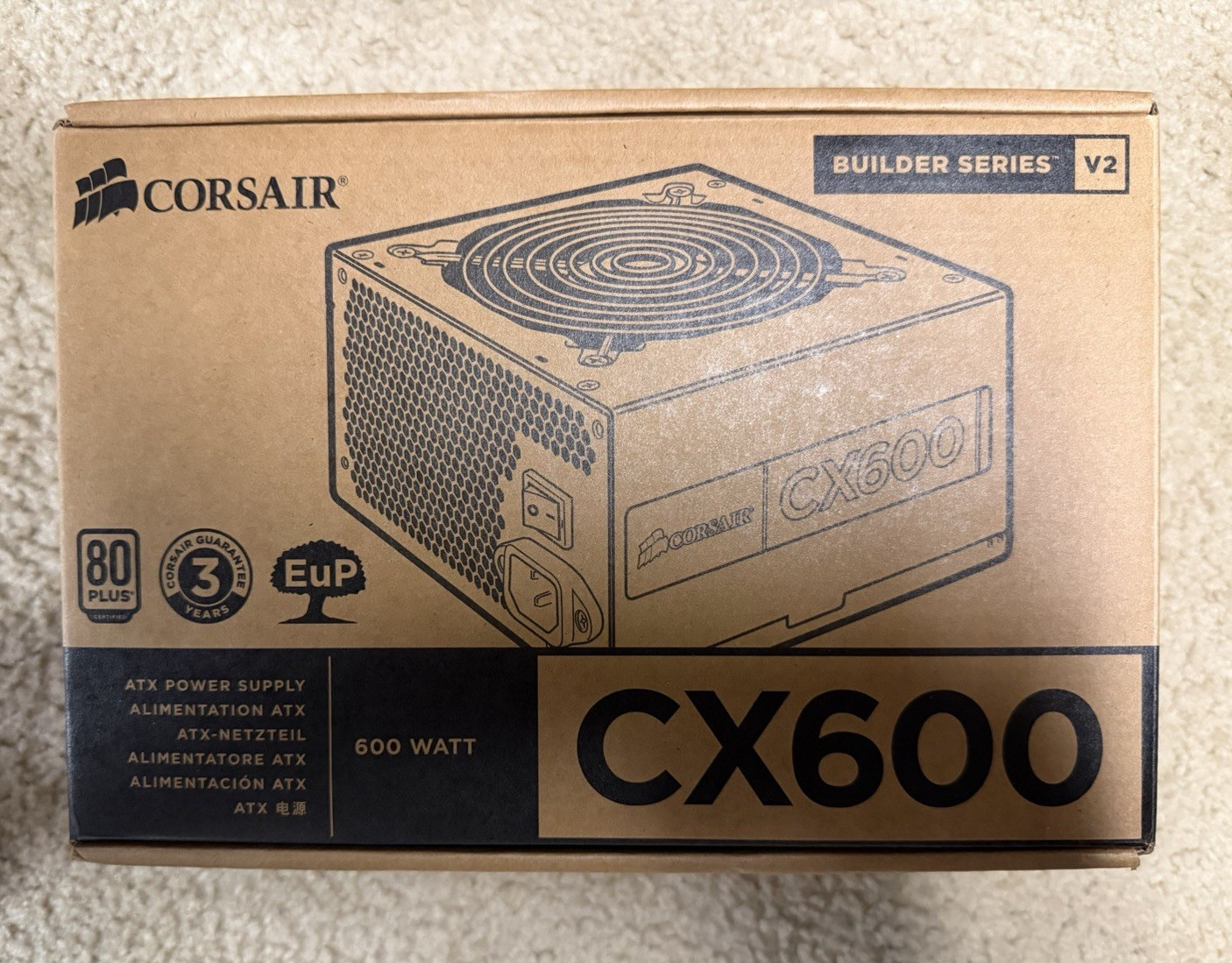 Corsair CX600 600W ATX Power Supply CMPSU-600CX V2 Black PC PSU 80 Plus (NEW)