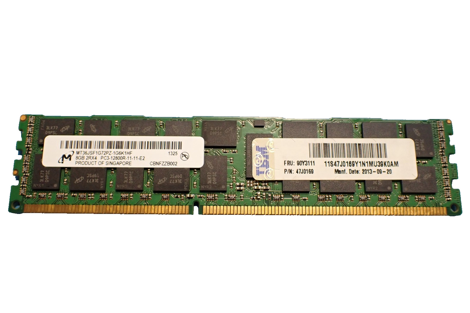 Lot of 16 Micron MT36JSF1G72PZ-1G6K1HF DDR3 SDRAM 8GB 240RDIMM Server Memory RAM