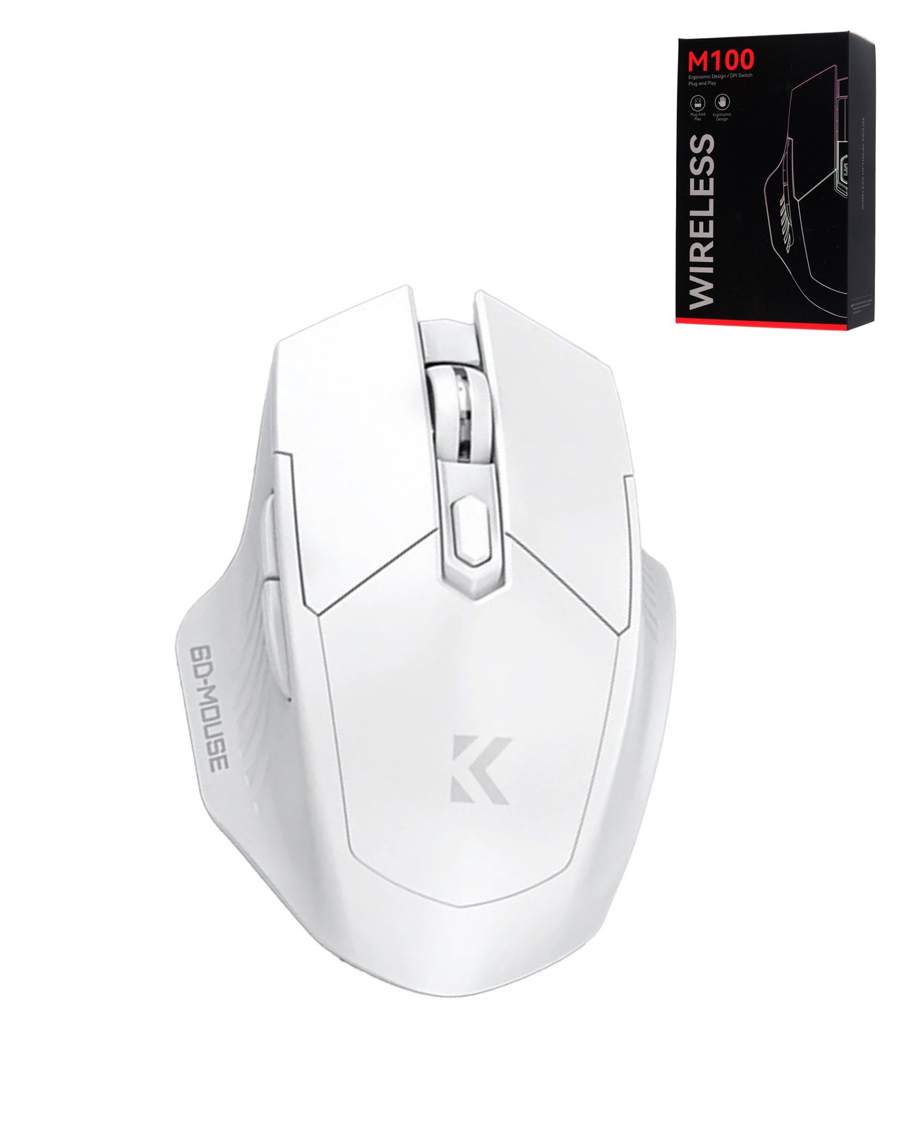Bluetooth + 2.4G 6 Button Low-Latency Wireless Mouse (WHITE)