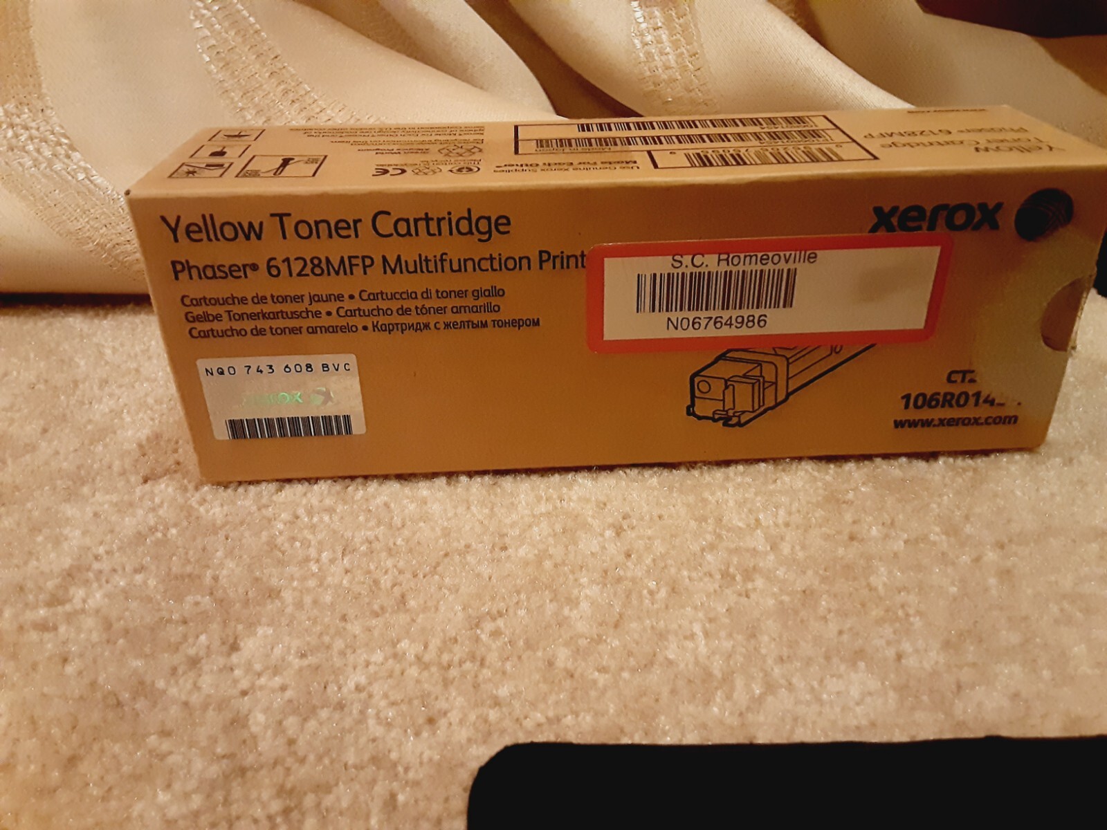 Xerox Yellow Toner Cartridge Phaser 6128MFP Genuine 106R01454