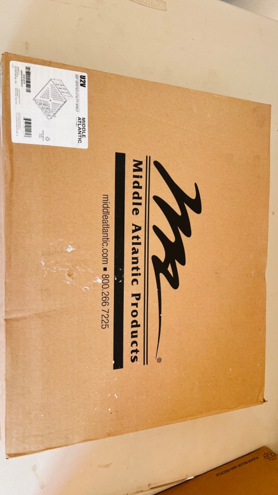 Middle Atlantic U2V Utility Rack Shelf, 2 RU, 14.75" Deep, Vented Steel NEW