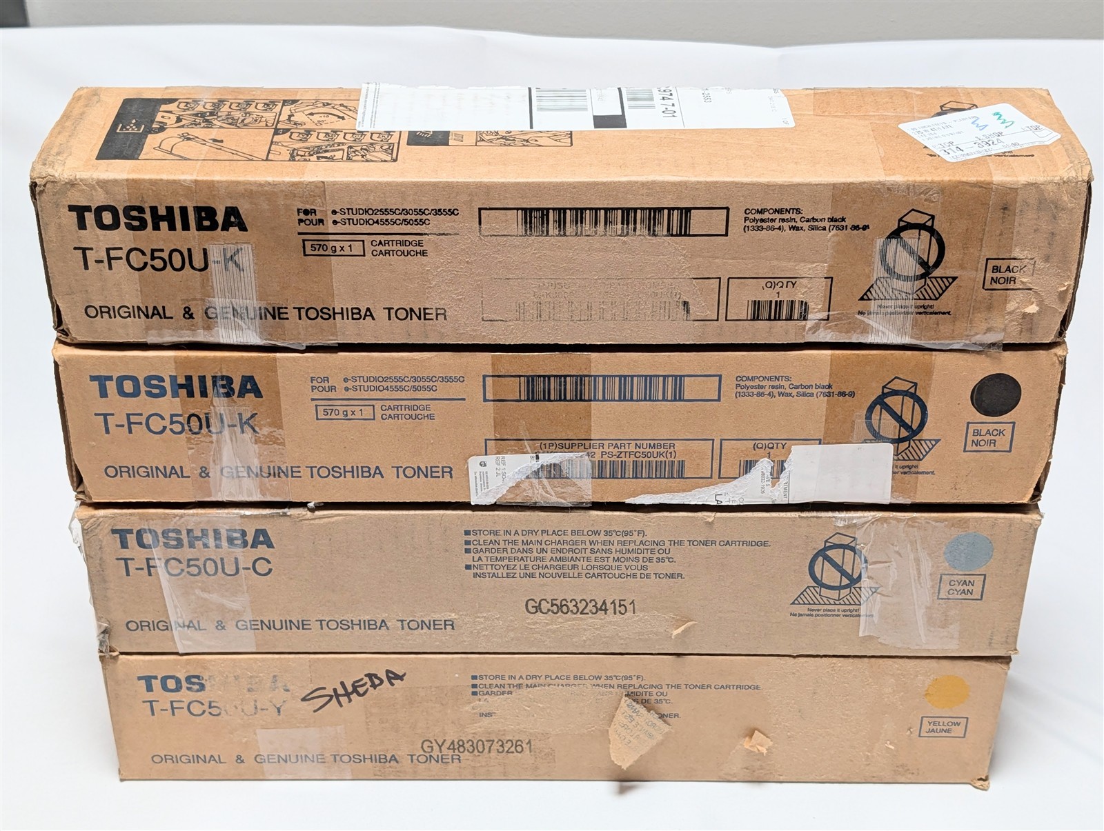 Toshiba T-FC50U Toner Set Lot of 4 Black Cyan Yellow e-Studio 2555C 3555C 4555C
