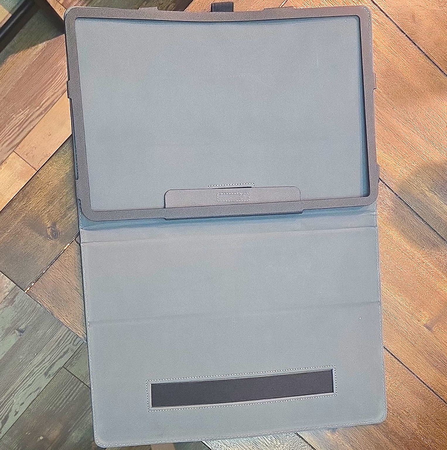 Gray Faux Leather Folding Folio Tablet Case Cover with Stand, Universal