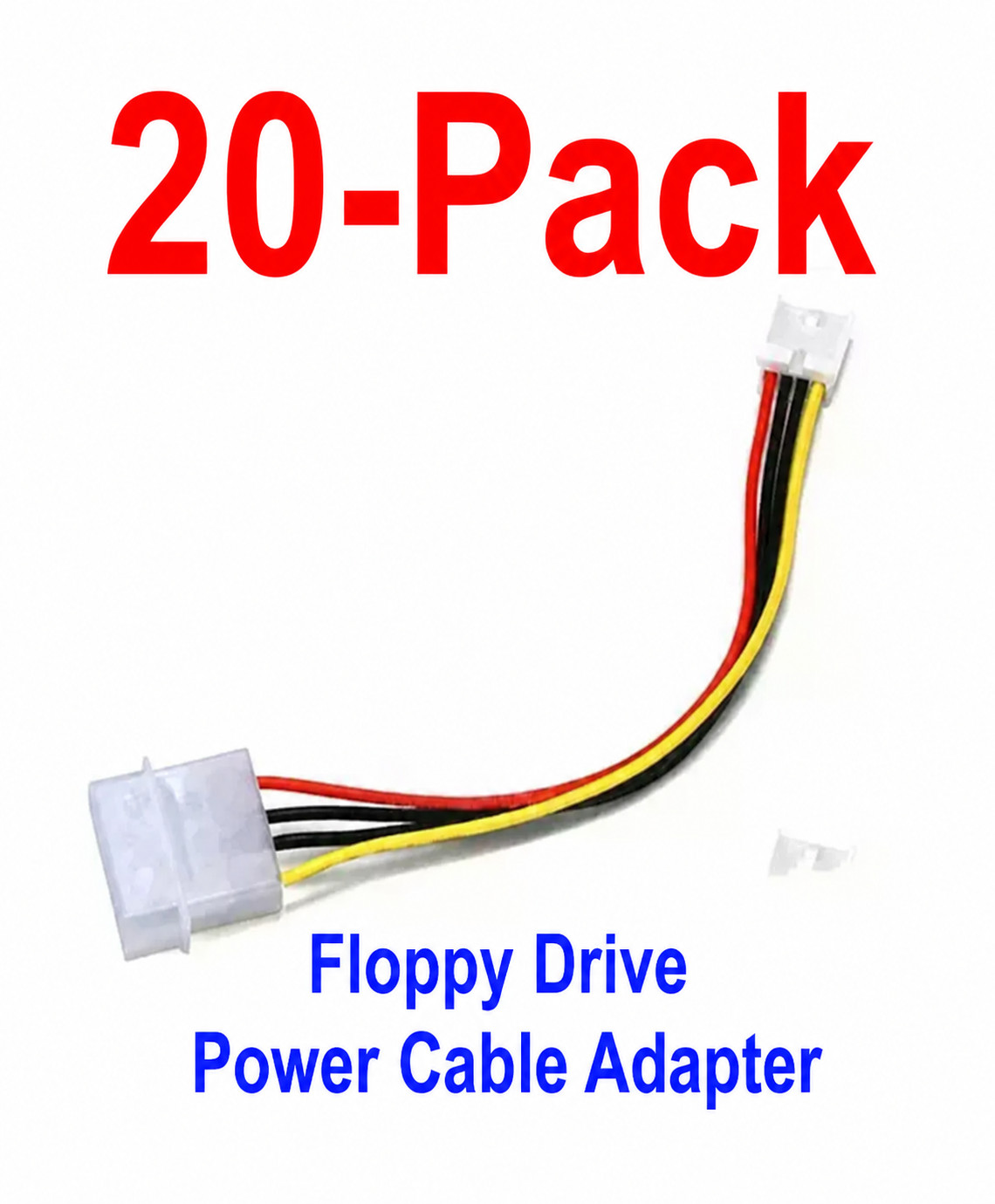 Molex 4-Pin to Floppy 4-Pin Power Cable Adapter 5.25" Drive 20-Pack