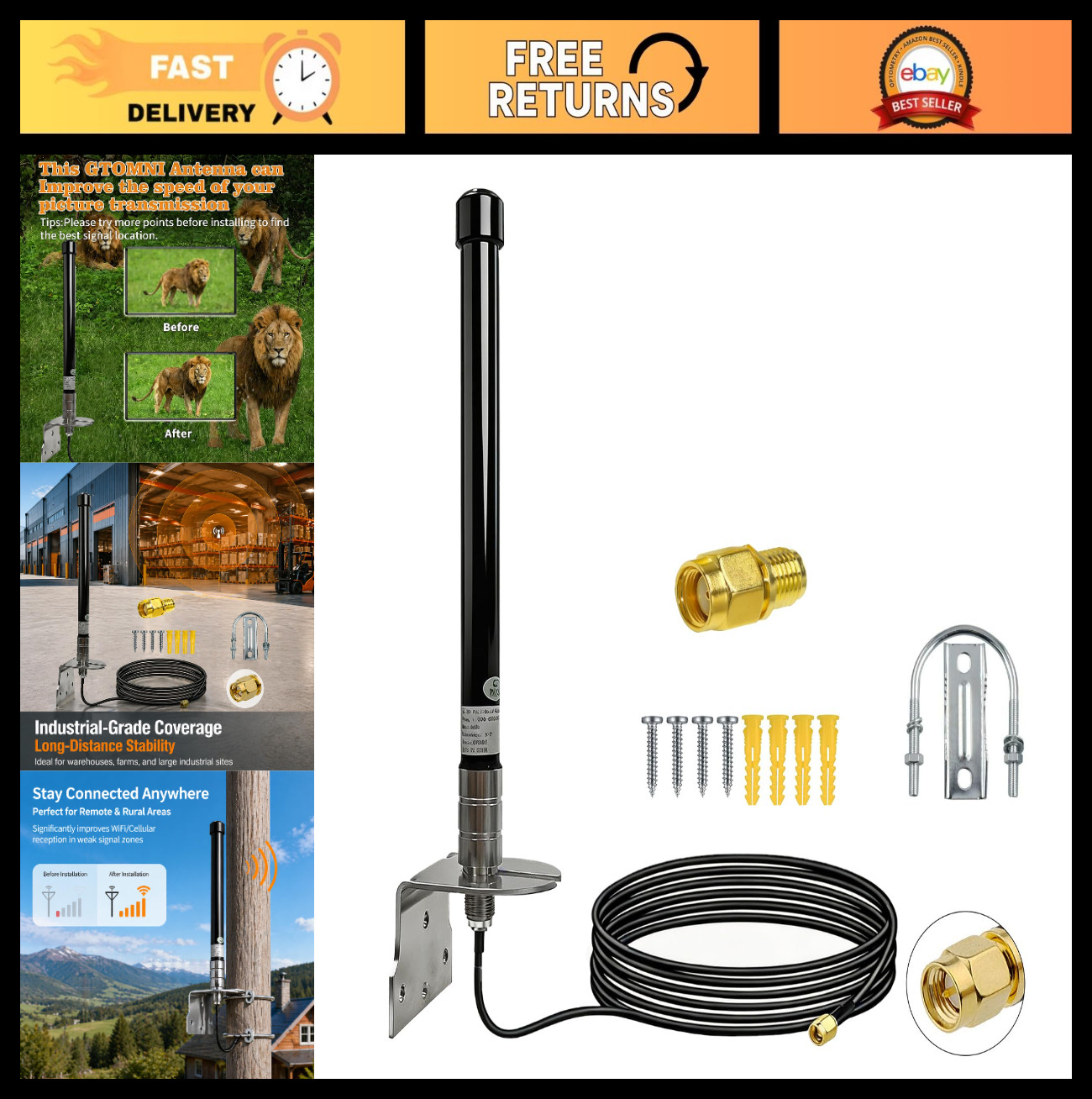 4G LTE Long Range Cellular Antenna for Trail Cameras - Signal Booster, Full-Band
