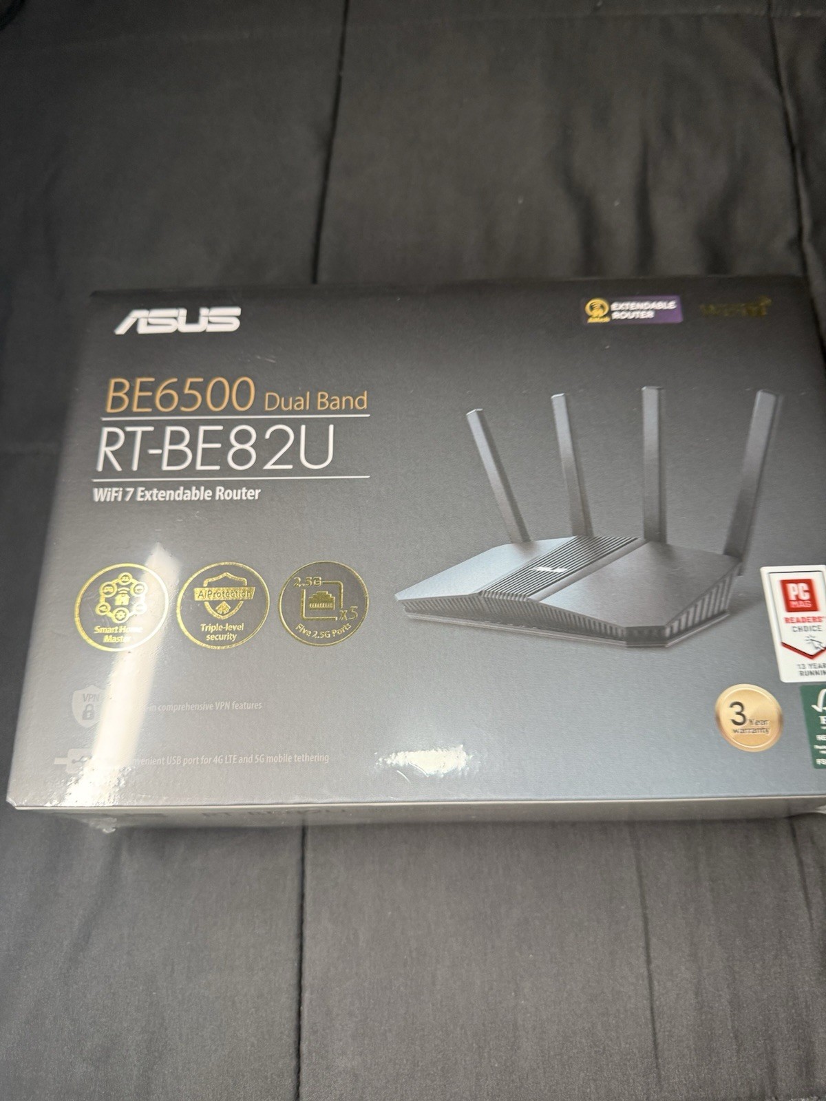 ASUS - RT-BE82U BE6500 Dual-Band Wi-Fi 7 Router - Black