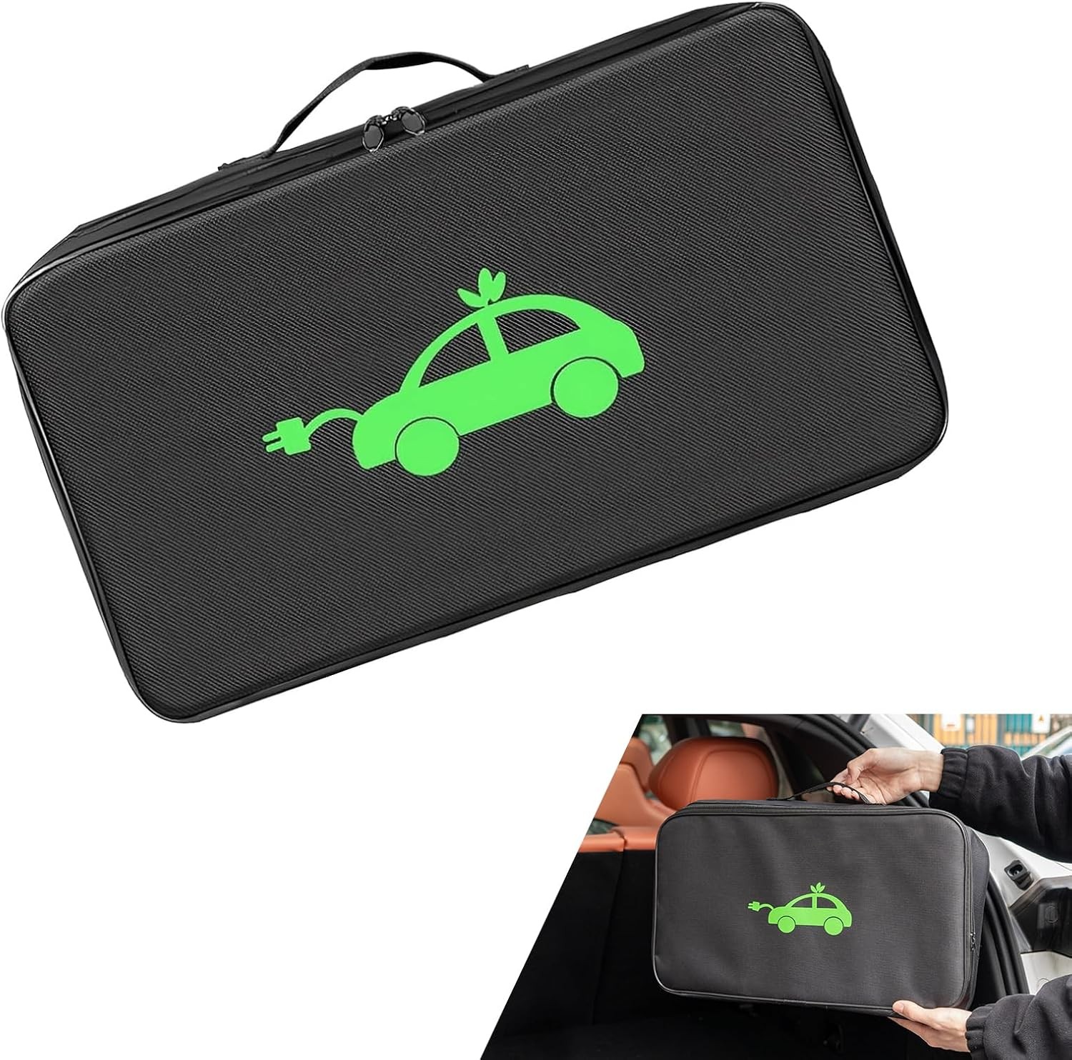 EV Charging Cable Storage Bag, Portable Rectangle Car Charger Cable Organizer Ba
