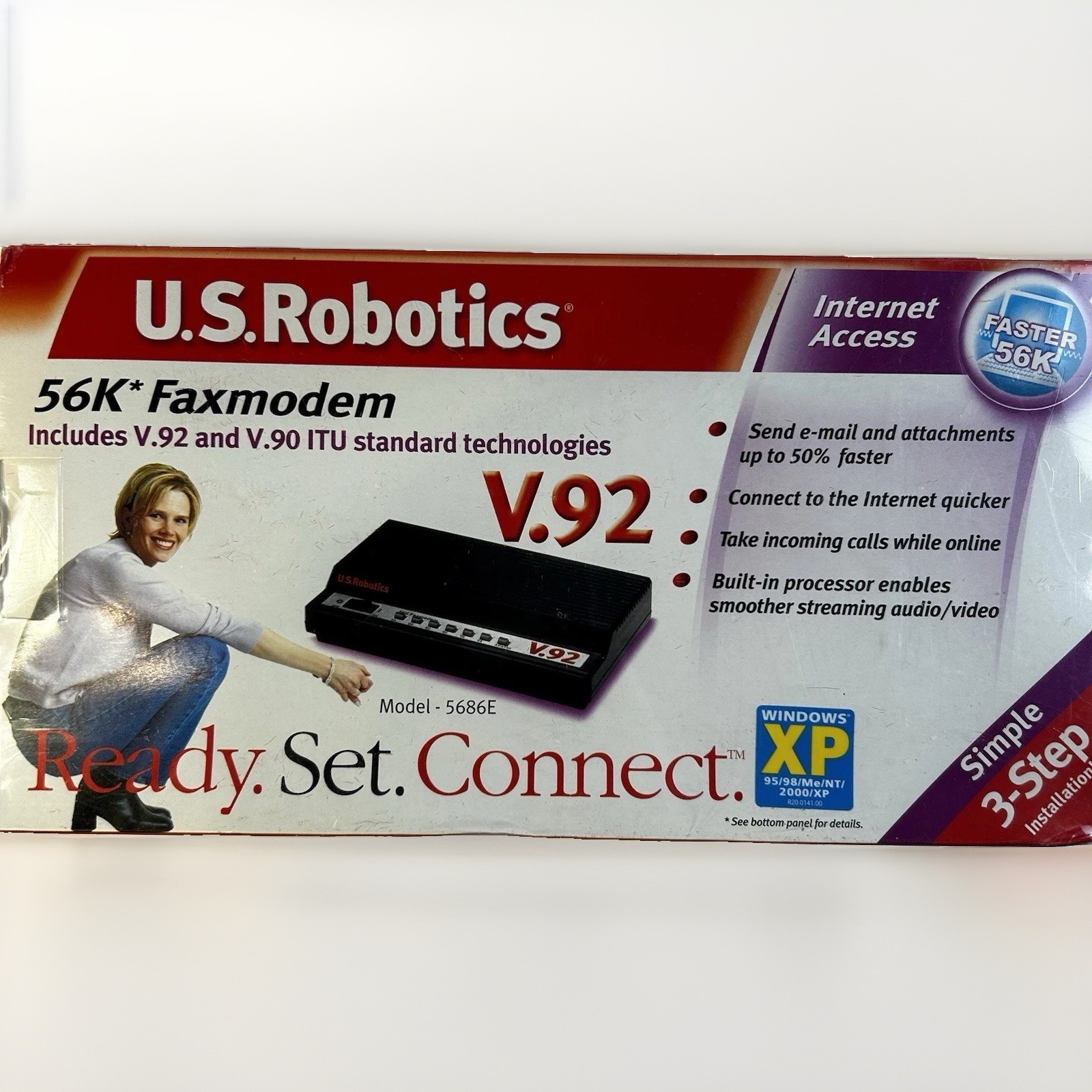 NEW US Robotics V.92 V.90 56k External Faxmodem Modem USR 5686 USR5686E