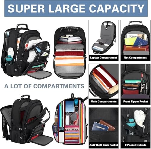 18.4 LAPTOPS BACKPACK FOR MEN, 60L EXTRA LARGE GAMING BACKBAG WITH USB SINVICKO