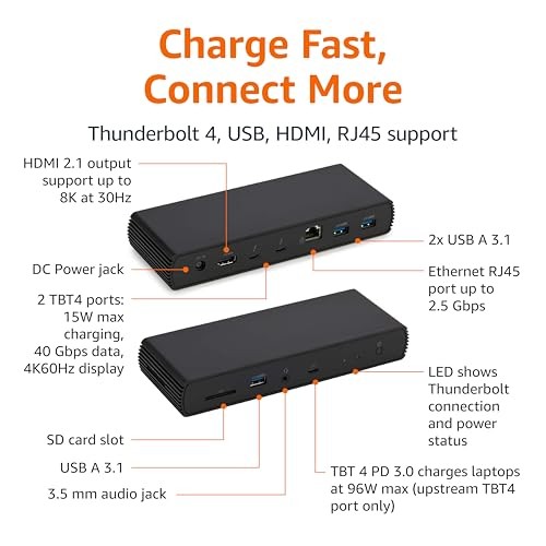 AMAZON BASICS THUNDERBOLT4/USB4 PRO DOCKING -  BLACK