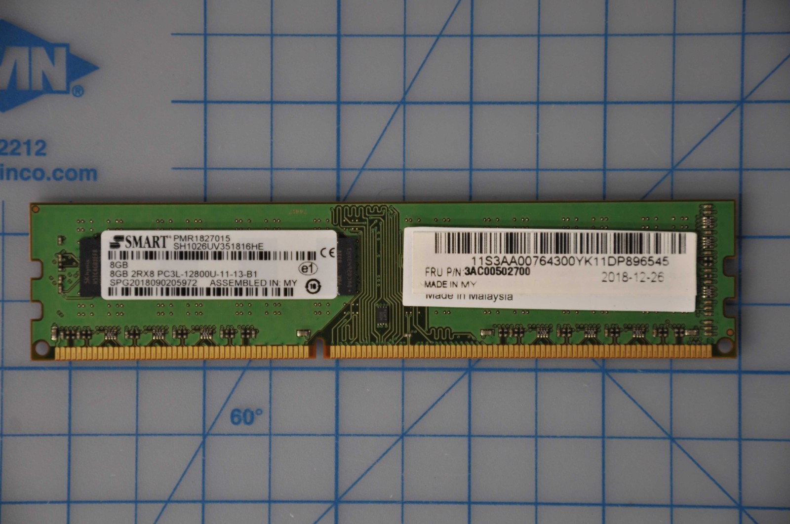 IBM 8GB 2RX8 PC3L-12800U, UDIMM MEMORY MODULE GRADE A 3AC00502700 